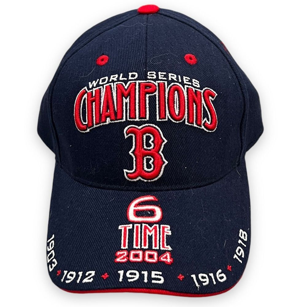 VTG Boston Red Sox Hat Adjustable Cap StrapBack Blue 2004 6 Time World Champions
